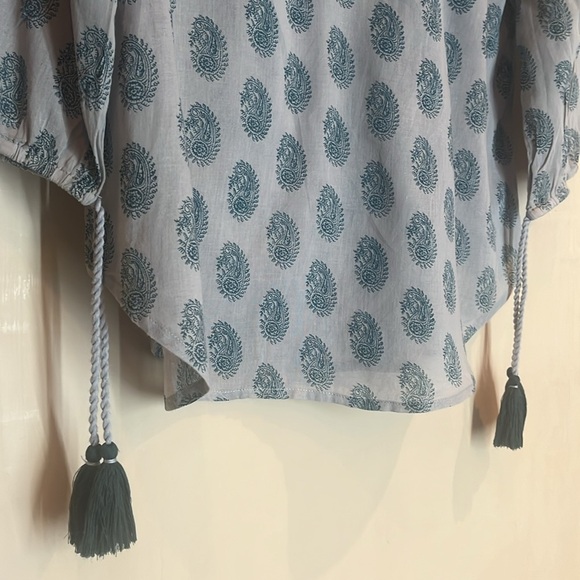 World Market boho style top with tasseled sleeves.  Size large - Picture 3 of 11